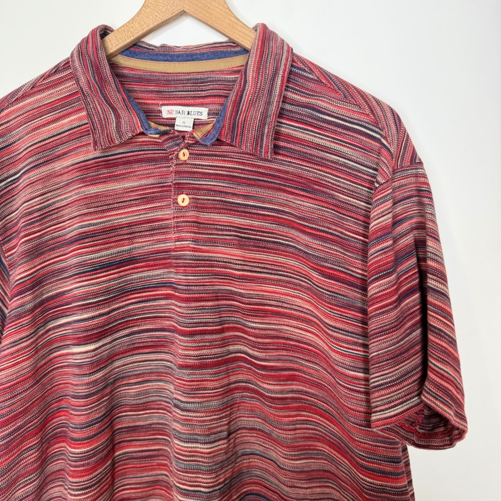 Red Knit Polo Shirt Mens XL Cotton Casual Going Out Comfort Preppy Dadcore Retro